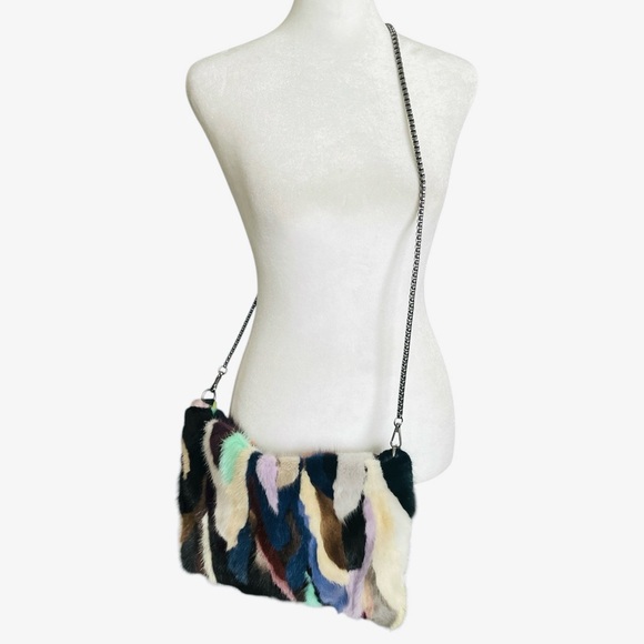 Real Mink Fur Crossbody Bag Rainbow Color - Picture 4 of 15